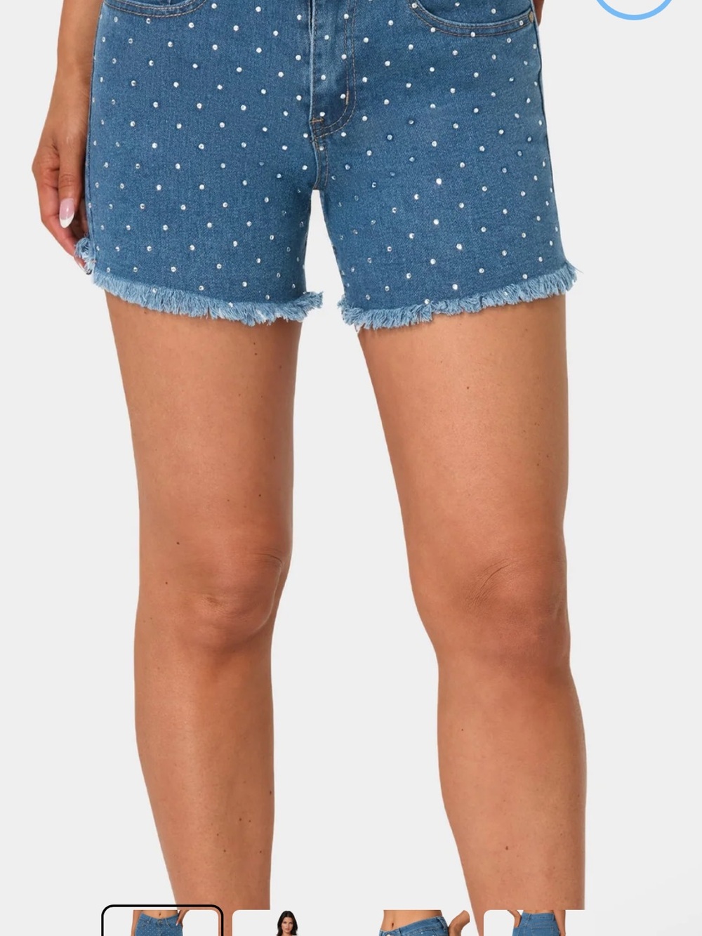 bebe Blue Denim Shorts with Studs